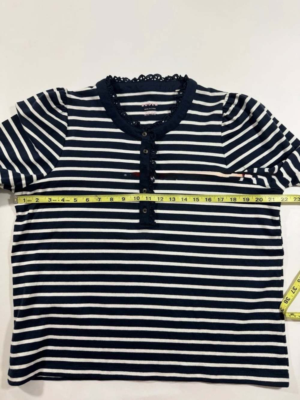 Boden Puff Sleeve Henley Top Preppy Nautical Stripe - Picture 8 of 8